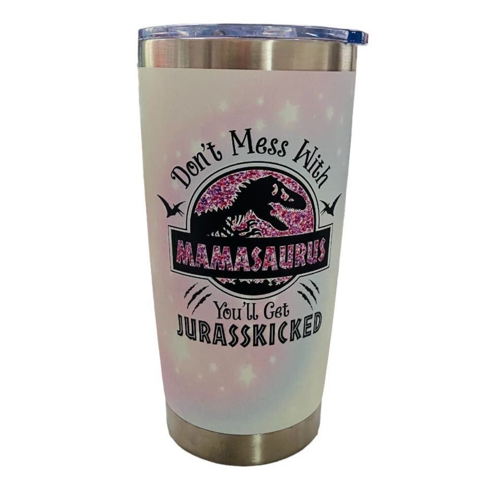 New Tumbler Don't Mess With Mamasarus Light Purple Stars 20 OZ.